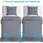 Bettwäsche-Set 135x200 cm, 4-teilig – 2x Bettbezug & 2x Kissenbezug, Mikrofaser