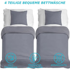 Graues bettwäsche-set 135x200 aus mikrofaser mit 2x bettbezug 135x200 und 2x kissenbezug 80x80