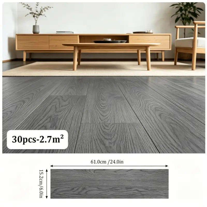 30 stück pvc selbstklebende bodenplatten in grau mit holzmaserung aus vinyl für küche wohnzimmer und bad