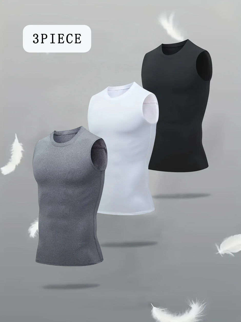 3er-Set Herren Tank Tops Funktionsshirt atmungsaktiv schnelltrocknend – Sport & Alltag