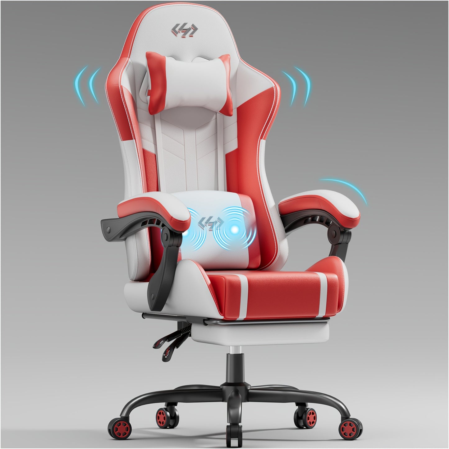 Gaming-Stuhl mit Massagefunktion – ergonomischer Racing Chair mit Fußstütze, Kopfstütze & Lendenkissen, gepolstert, bis 150 kg belastbar, ideal für PC & Konsole