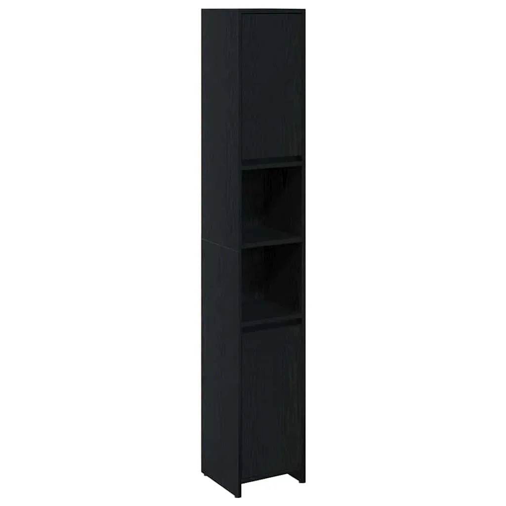 Badezimmer Hochschrank Schwarz Eiche 45cm – Modern mit verstellbaren Regalen - FUXLShop