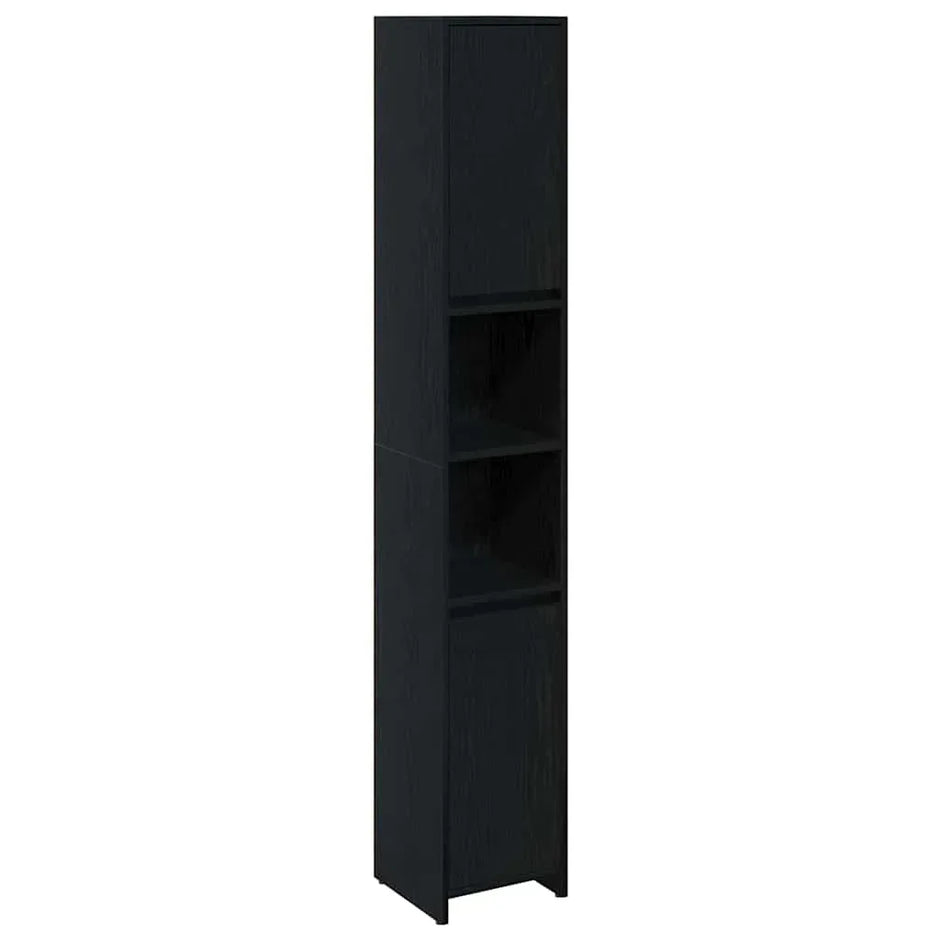 Badezimmer Hochschrank Schwarz Eiche 45cm – Modern mit verstellbaren Regalen - FUXLShop