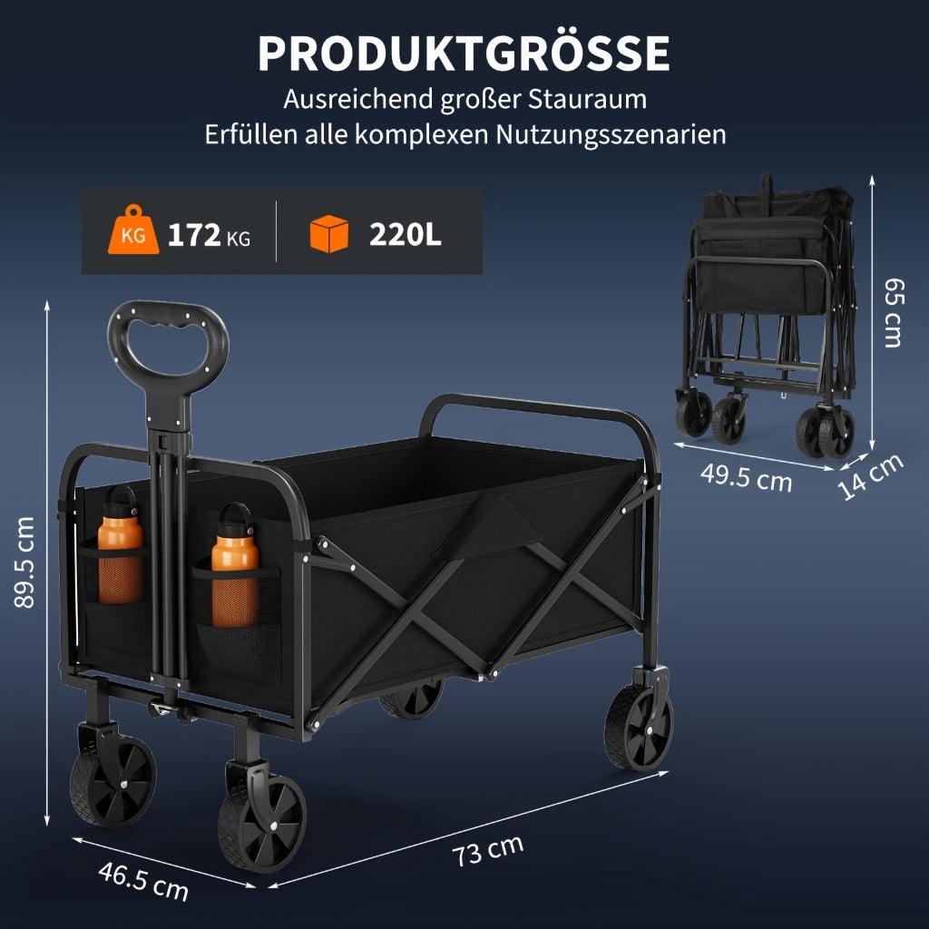 Foldable Hand Cart 220L – Off-Road Wagon up to 170 kg, Collapsible