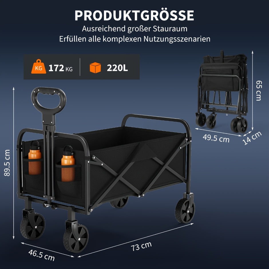 Faltbarer Bollerwagen 220L – Geländewagen bis 170 kg, klappbar