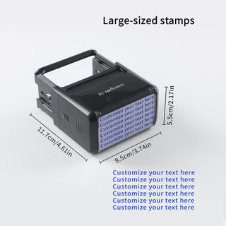 Personalisierter Textstempel Groß 3,8x7,5 cm – 6 Zeilen, 4 Farben, ABS-Gehäuse