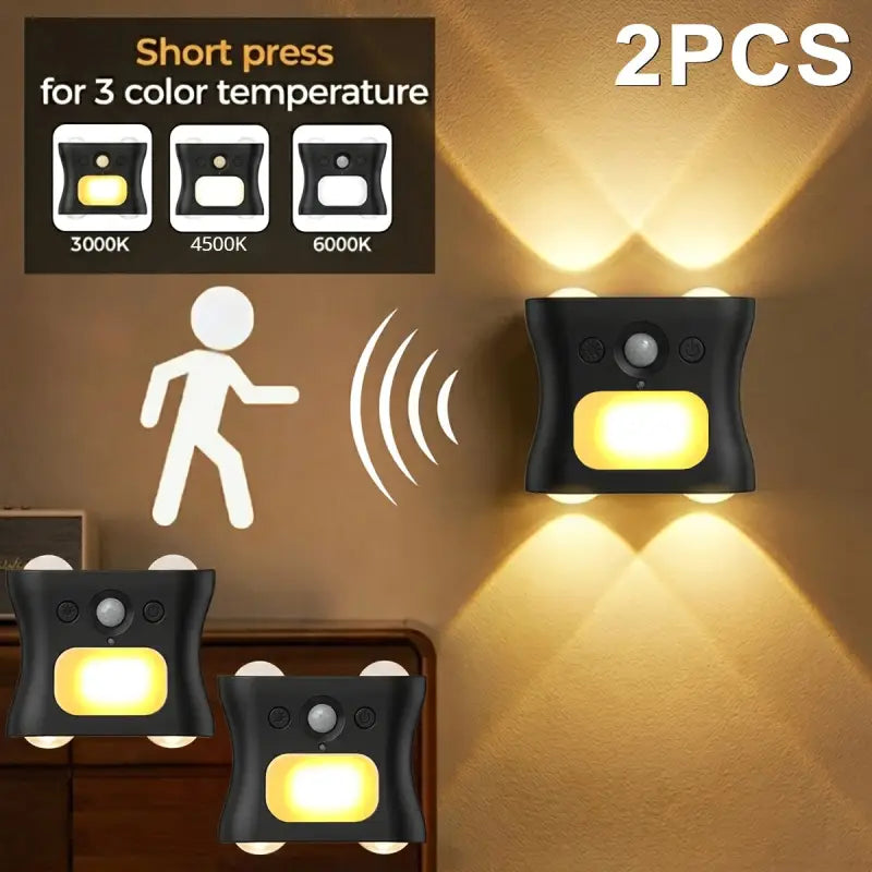 Schwarze rgb led wandleuchte mit bewegungssensor und 3 farbtemperaturen günstige angebote online bestellen
