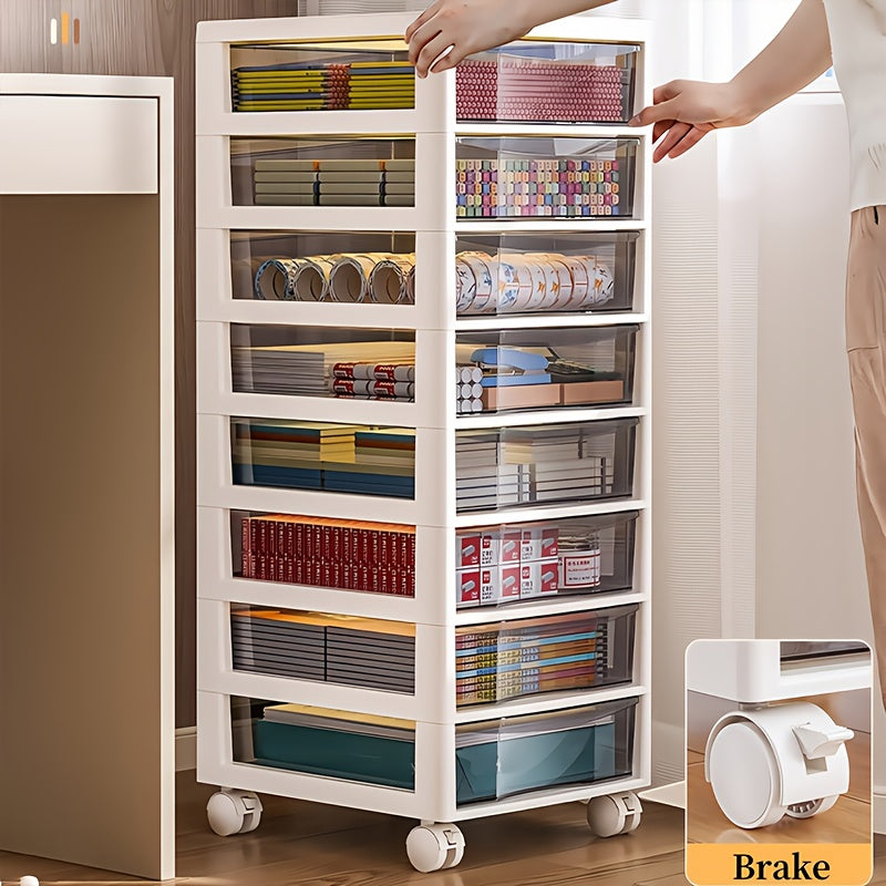 Rollbarer Mehrzweck-Aufbewahrungswagen mit Schubladen – Mobiler Büro-Organizer mit Ablagefach, ideal für Bürobedarf, Bastelmaterial & Zubehör - FUXLShop