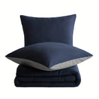 Navy blaues wendbares steppdecken-set mit zwei kissenbezügen 80 × 80 cm online bestellen geschenkideen
