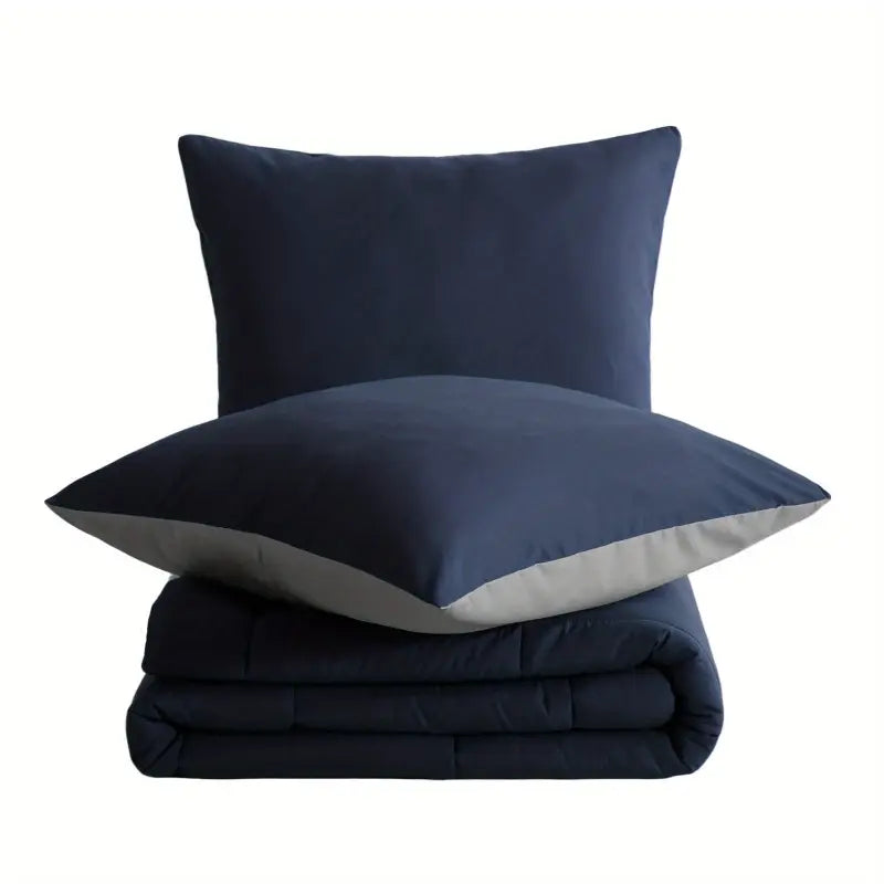 Navy blaues wendbares steppdecken-set mit zwei kissenbezügen 80 × 80 cm online bestellen geschenkideen