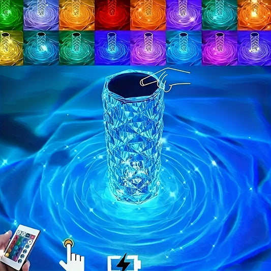 Rose Crystal Tischlampe – 16 Farben, Touch & Fernbedienung, USB, dimmbar, romantisch, Geschenkidee für Zuhause & Events
