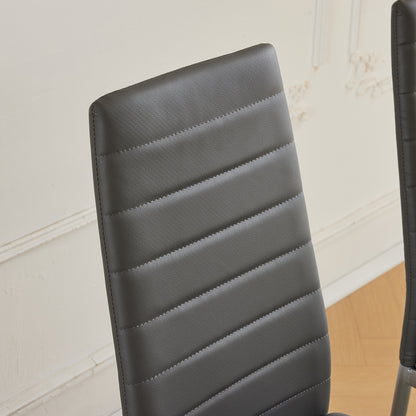 Bonlo Esszimmerstühle 6er-Set – gepolstert mit Metallbeinen, Kunstlederbezug, bis 140 kg belastbar, grau – ideal für Esszimmer, Wohnzimmer & Büro