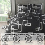 Schwarz-weißes geometrisches mikrofasermaterial bettwäsche-set 135x200 4-teilig allergikerfreundlich modern hochwertig
