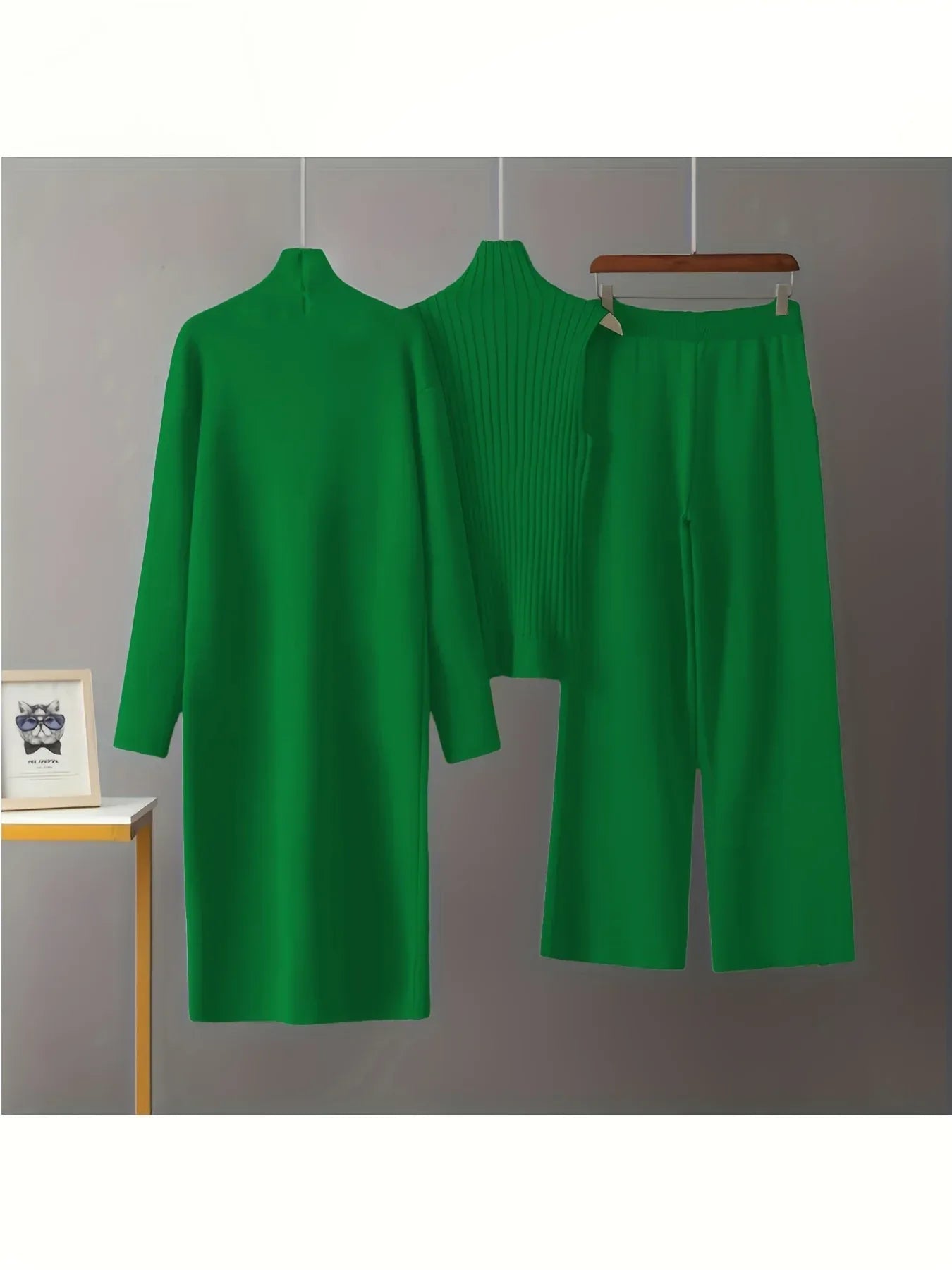 Damen 3-teiliges Strickset - Pullover, Cardigan & Hose - Casual Loungewear - FUXLShop