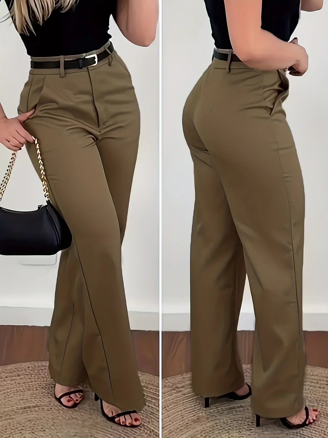 Damen Straight-Leg Hose Elegant – High-Waist Business Casual - FUXLShop