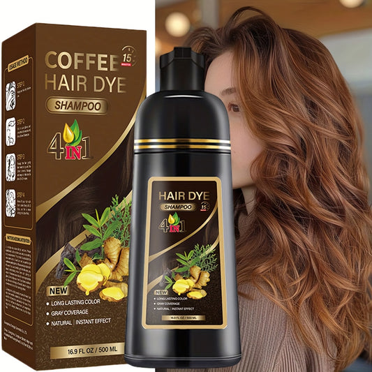 Black Hair Dye Shampoo 500ml mit Kräuterformel für langanhaltende Haarfarbe bei allen Haartypen
