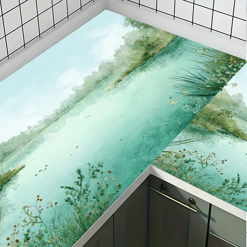 Selbstklebende Tapete Waldsee-Motiv – 2D Vinyl Wanddeko für Küche, Bad & Schränke (abwaschbar, hitzebeständig) - FUXLShop