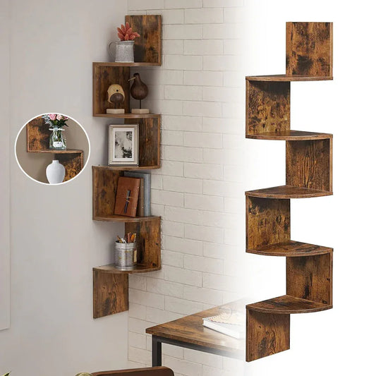5-stufiges Eckregal zur Wandmontage - Schwebendes Bücherregal für Pflanzen, Schlafzimmer, Wohnzimmer, Bad & Büro - FUXLShop