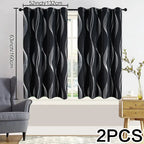 Schwarz-weiße verdunkelungsvorhänge 2er set mit geometrische wellen-muster silber, 213cm lang, 52x63 zoll