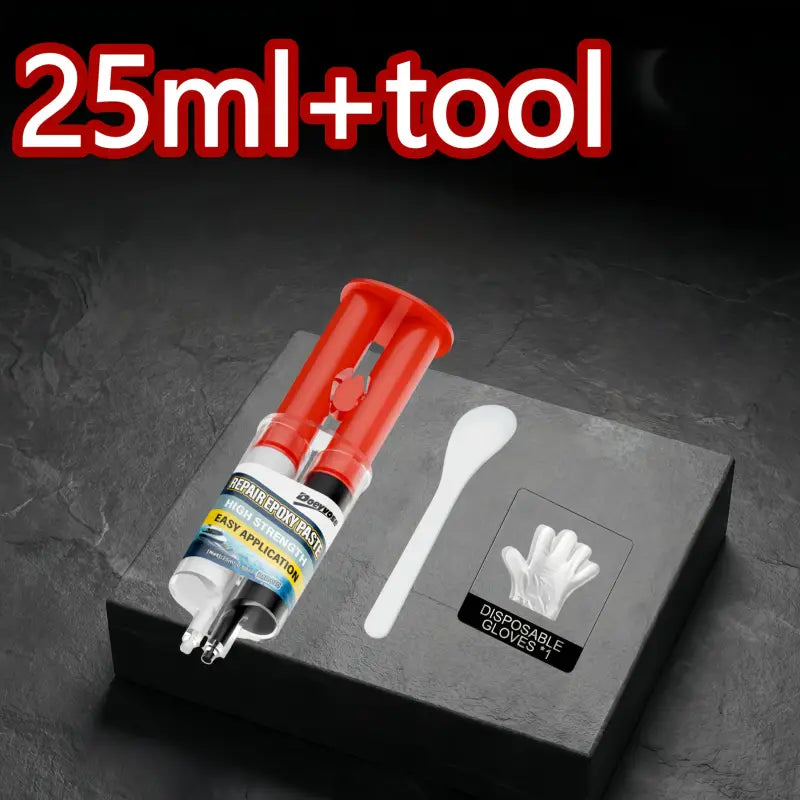 Metall-epoxid reparaturpaste 25ml in rot und weiß mit passendem werkzeug zum lecks dichten an rohren und kfz