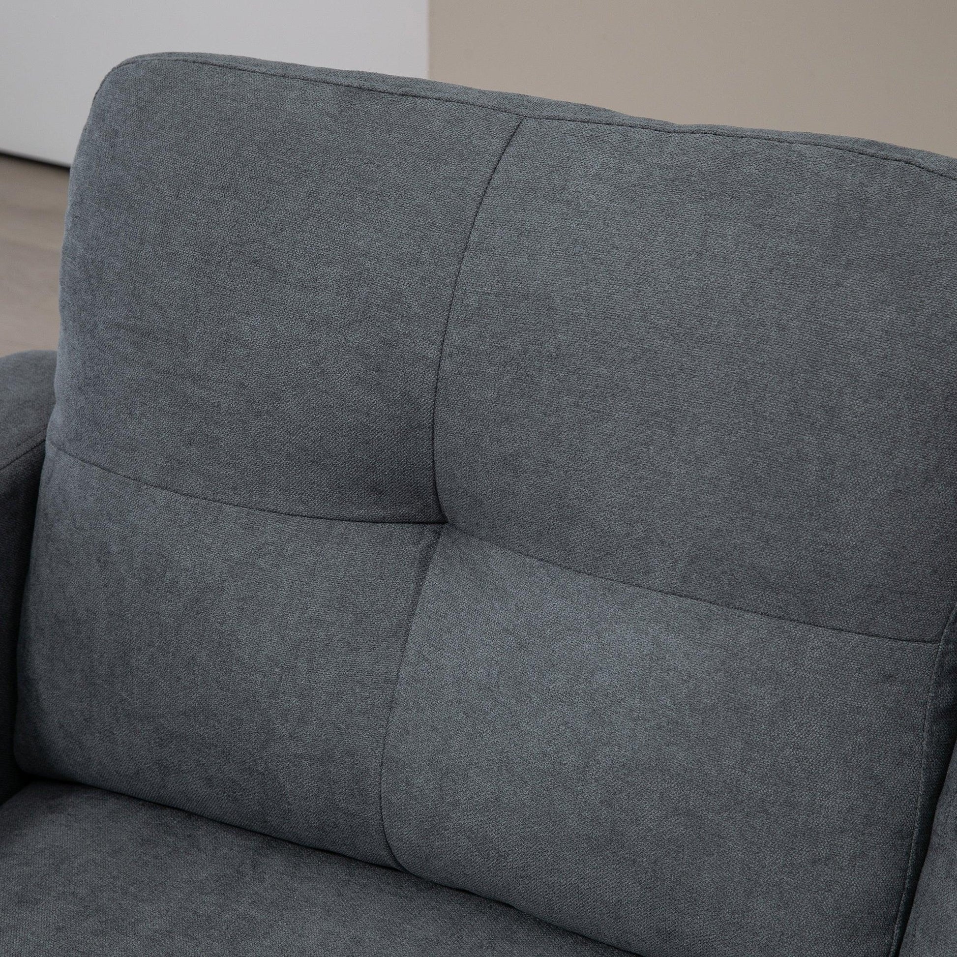 Ecksofa L-Form mit wendebarer Chaiselongue – Federkern & Schaumstoff, Leinenoptik Grau - FUXLShop