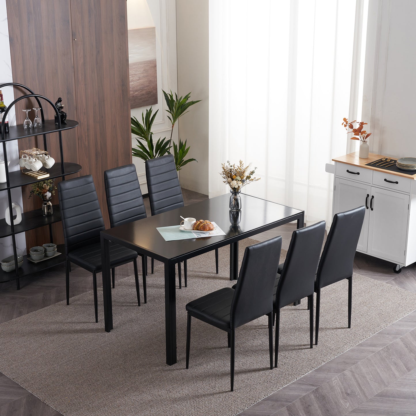 Bonlo Esszimmerstühle 6er-Set – gepolstert mit Metallbeinen, Kunstlederbezug, bis 140 kg belastbar, grau – ideal für Esszimmer, Wohnzimmer & Büro