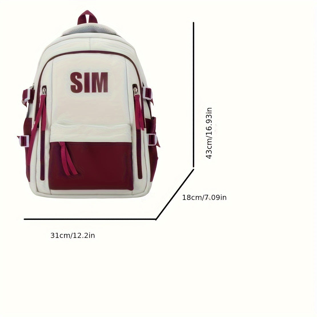 Robuster Oxford-Rucksack – Weiß-Grün, stilvoller Tagesrucksack mit verstellbaren Trägern, mehreren Fächern & Reißverschluss – ideal für Schule & Reisen