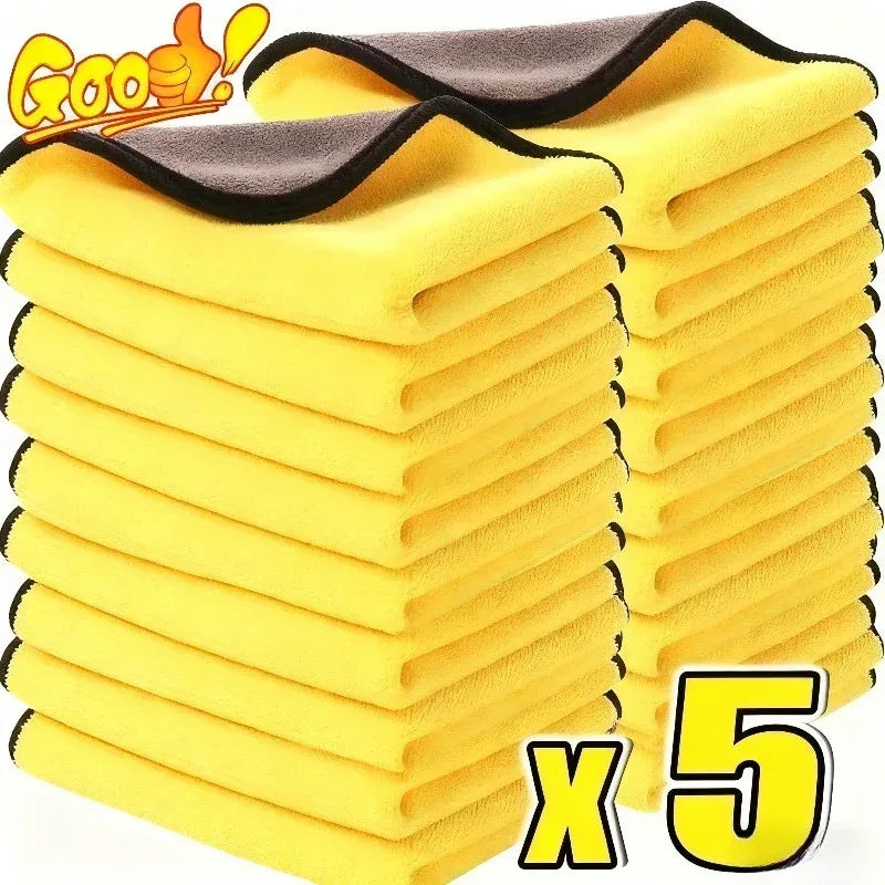 Mikrofasertücher Auto 5er Set - Hochabsorbierend & Kratzfrei - Gelb/Schwarz 240g/m² - FUXLShop