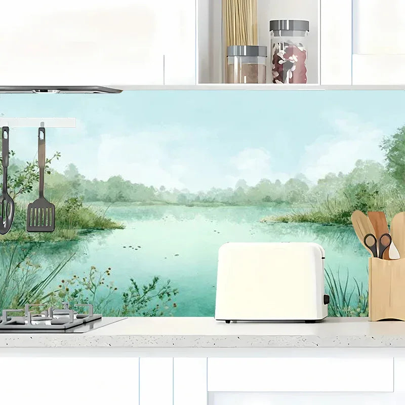 Selbstklebende Tapete Waldsee-Motiv – 2D Vinyl Wanddeko für Küche, Bad & Schränke (abwaschbar, hitzebeständig) - FUXLShop