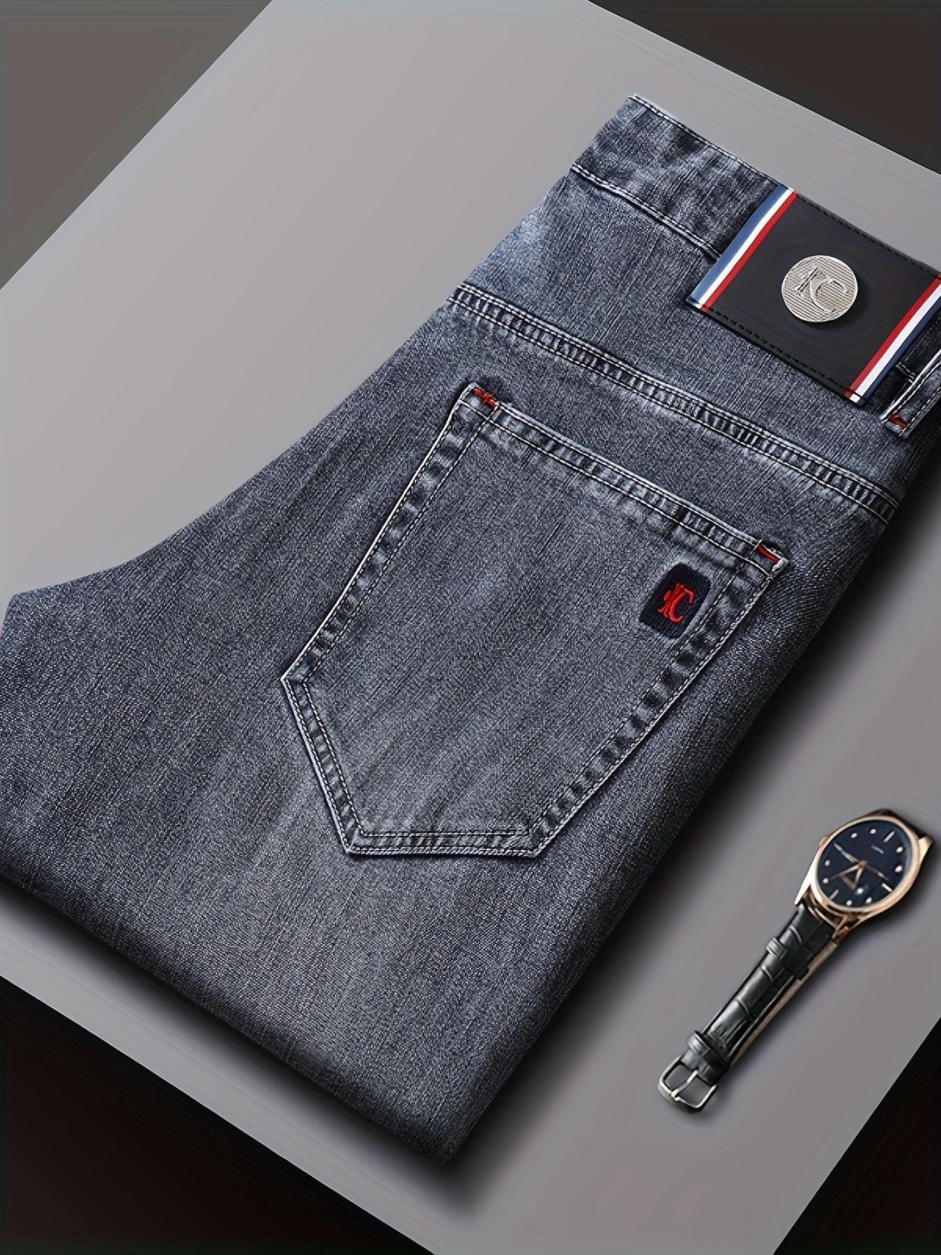 Herren Business-Jeans mit geradem Schnitt und Stretch-Komfort – Farbe Blau