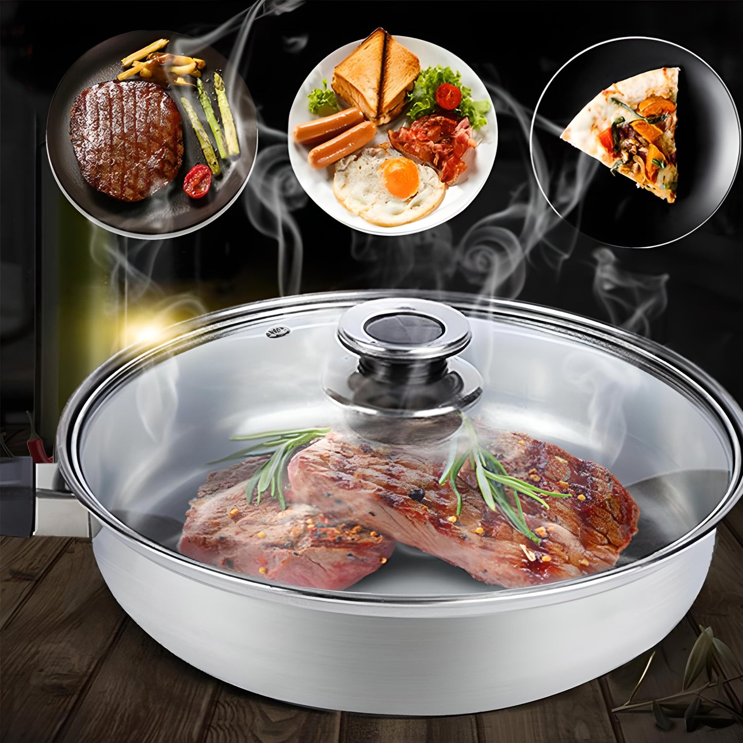 12-teiliges Edelstahl-Topfset mit Pfanne & Glasdeckeln – Für alle Herdarten