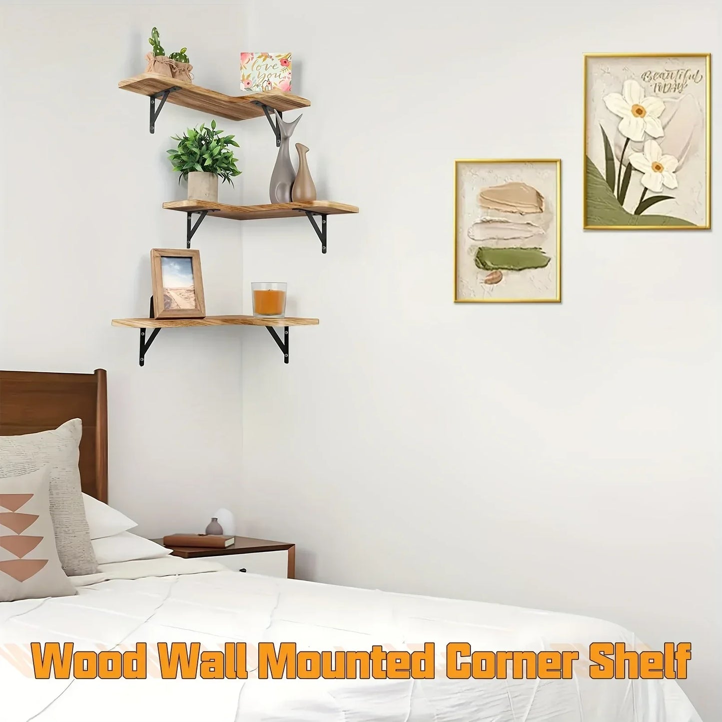 Eckregal Massivholz Wandmontage – Floating Shelf für Wohnzimmer, Küche & Büro - FUXLShop