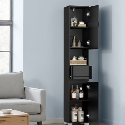 Bathroom Cabinet 30×30×170 cm – Schmaler Badezimmerschrank mit Schublade & Regalen - FUXLShop