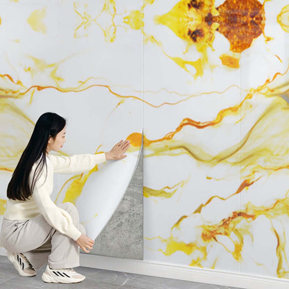 3D Marmor Tapetenrolle – Selbstklebender Schaumstoff-Sticker mit Alufolie, wasserfest & abnehmbar – Für Küche, Bad, Schlafzimmer & Möbeloberflächen - FUXLShop