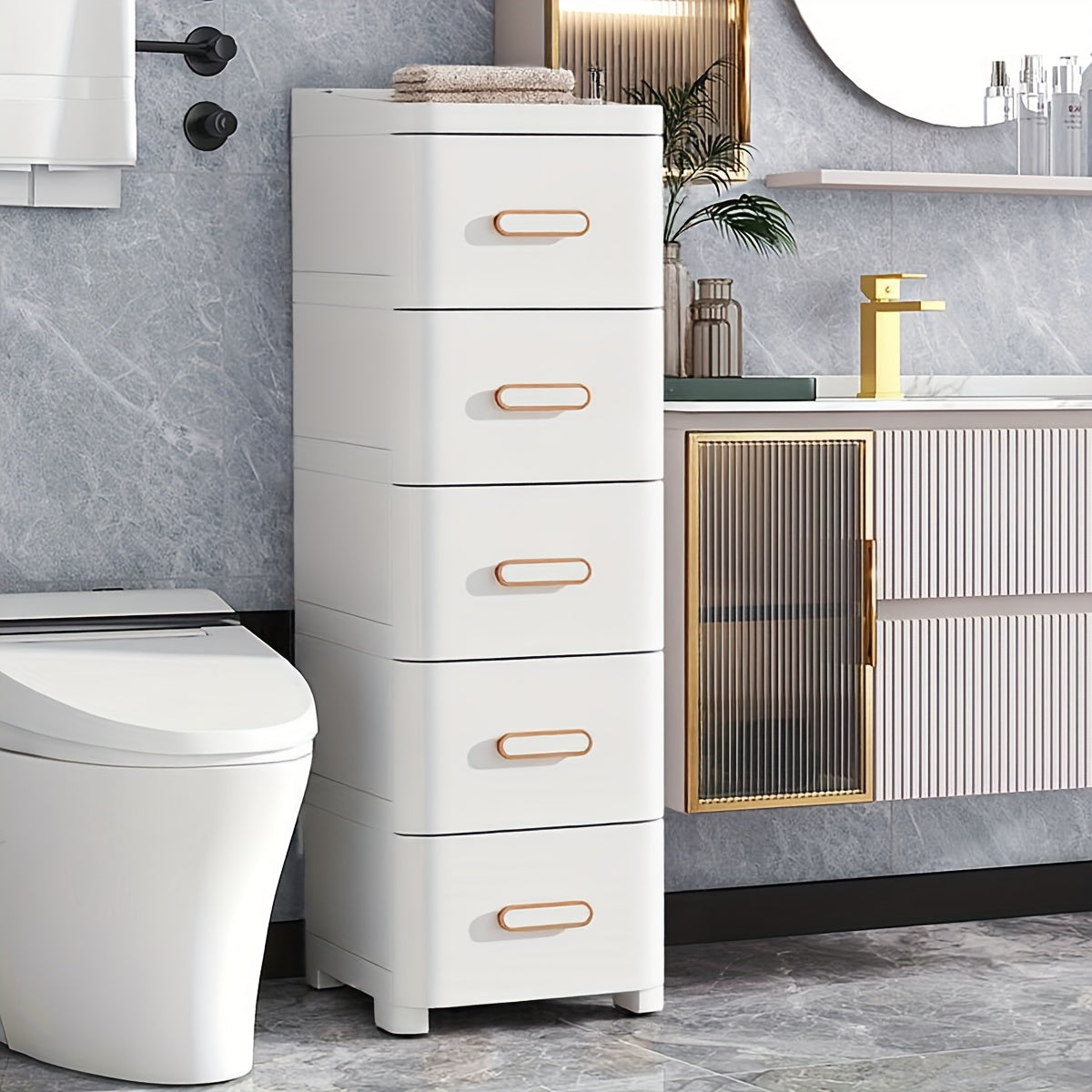 Modulares Aufbewahrungssystem – 5-stufiges Regal im Industrie-Stil mit 6 Kunststoffschubladen, vielseitig für Garage, Büro, Schlafzimmer & mehr