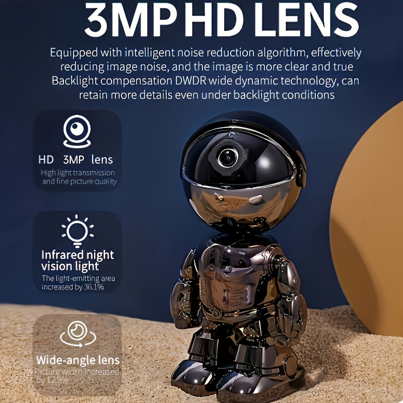 3MP HD Smart Sicherheitskamera – 360° Nachtsicht, Zwei-Wege-Audio, Bewegungserkennung, WLAN, App-gesteuert für Innen & Außen, Haustier & Zuhause