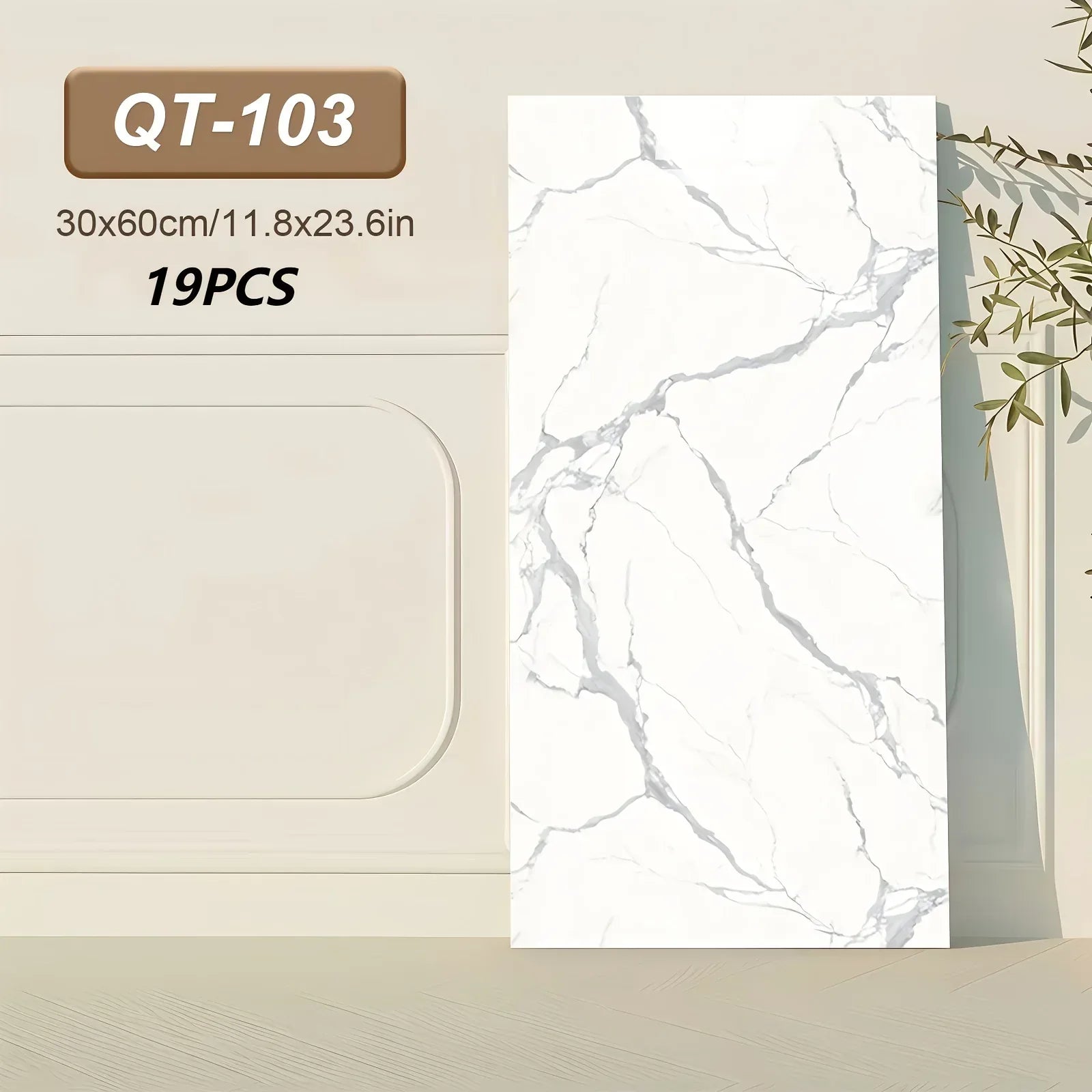 Selbstklebende 3D Marmor-Wandfliesen 60x30cm - Vinyl Fliesenaufkleber für Küche Bad & Wohnzimmer - Abwaschbar (19-99 Stück) - FUXLShop