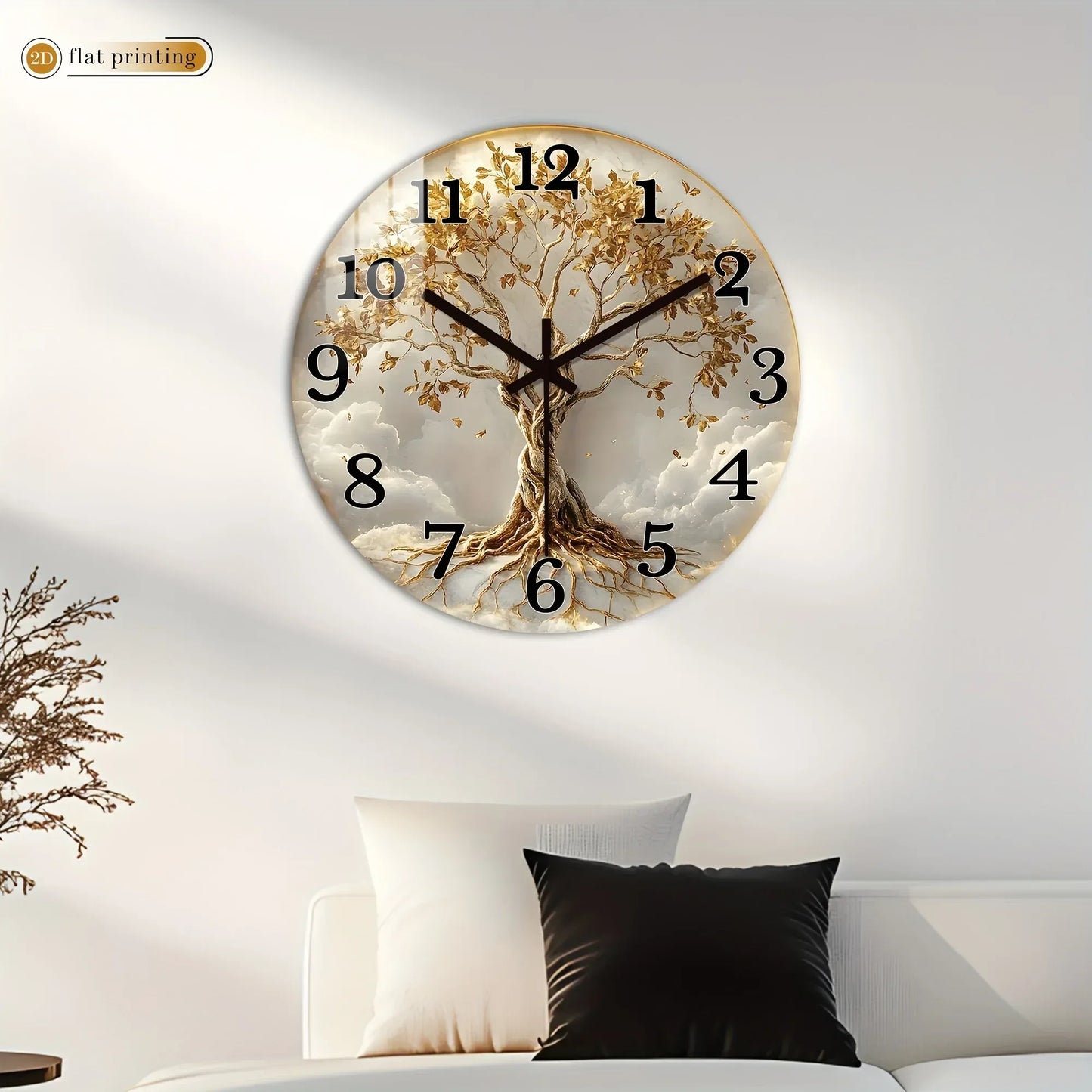 Wanduhr Lebensbaum Holz - Lautlos mit Wurzeln & Ästen - Modern 25-40cm - FUXLShop
