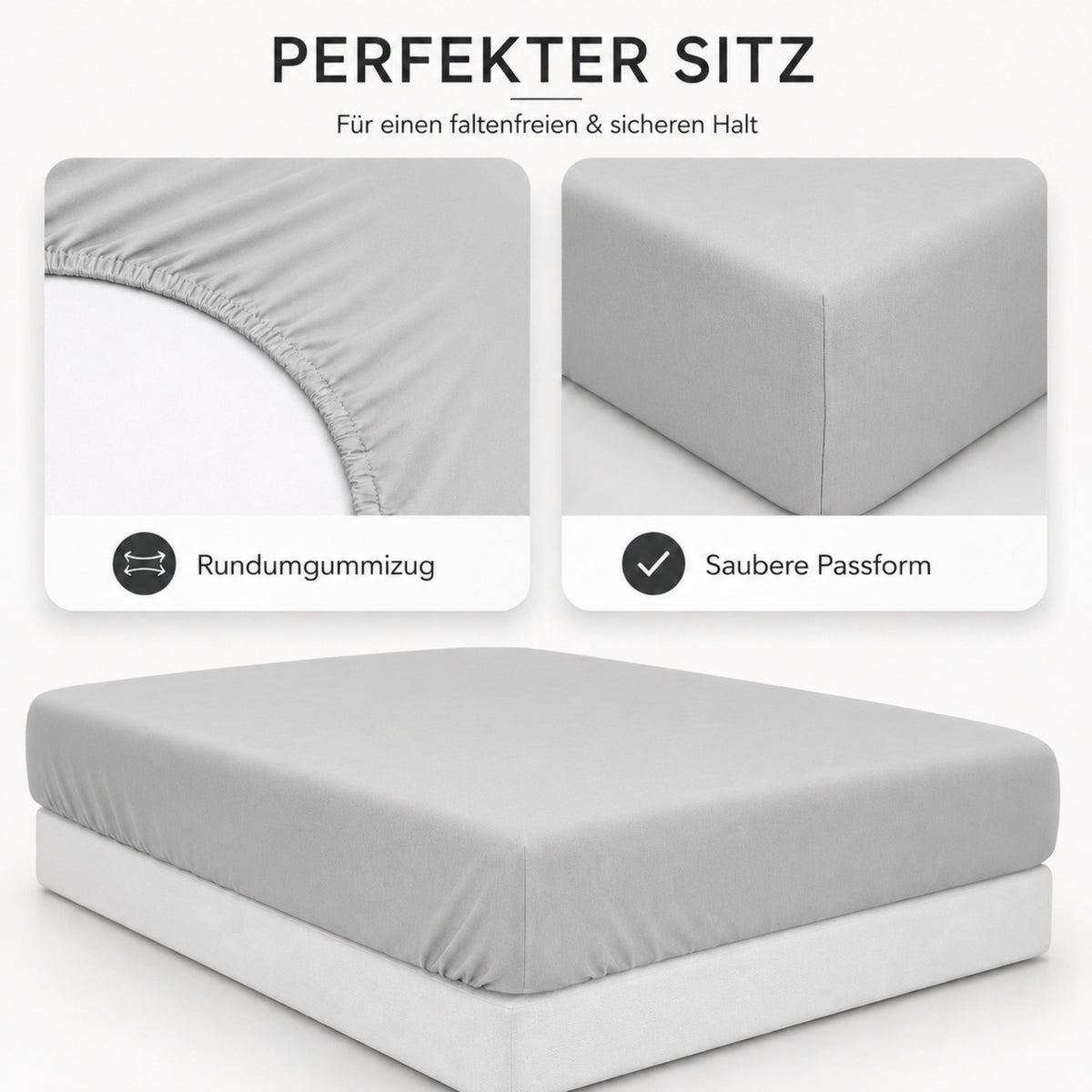 3Rd Set of Stretch Bed Sheets 100% with Rubber Band, Soft Stretch Sheets for Mattresses, OEKO-TEX Certified, 90X200, 140X200, 160X200, 180X200, 200X200 Cm, Anthracite, Grey, White