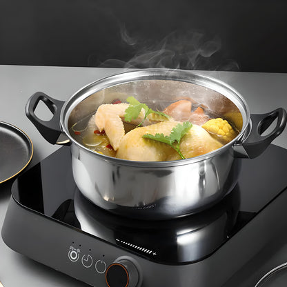 12-teiliges Edelstahl-Topfset mit Pfanne & Glasdeckeln – Für alle Herdarten