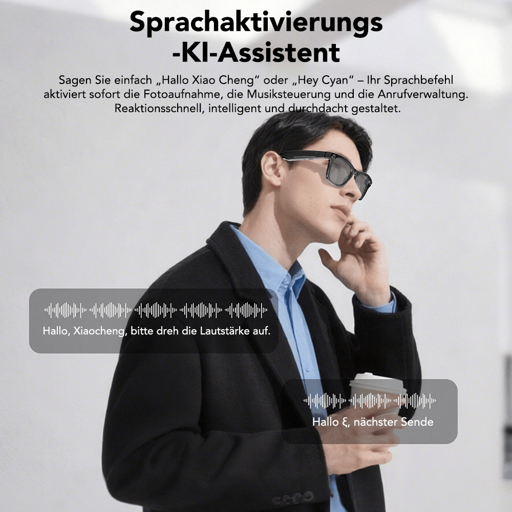 2025 Smart AI Brille mit Echtzeit Übersetzung, 2K Aufnahme, FPV Video und Wireless Calling