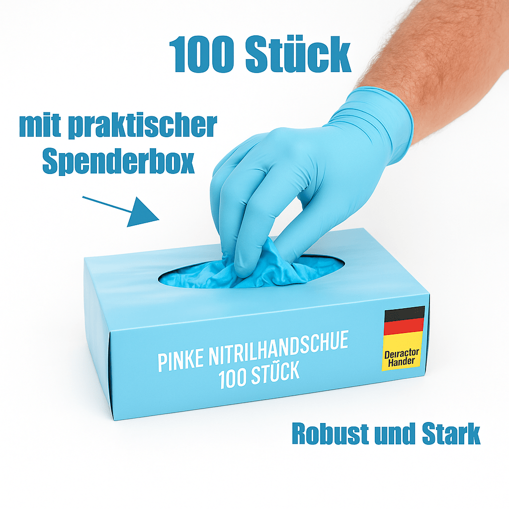 Einweghandschuhe 100 Stück – extra stark, bunt, Nitril, latexfrei, puderfrei, Kunststoff – Einmalhandschuhe für Haushalt, Medizin & Reinigung