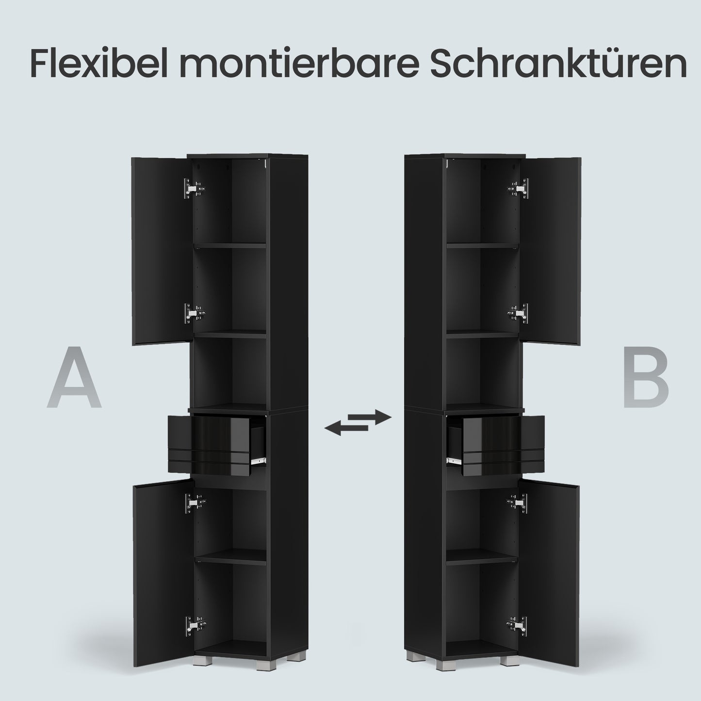 Bathroom Cabinet 30×30×170 cm – Schmaler Badezimmerschrank mit Schublade & Regalen - FUXLShop