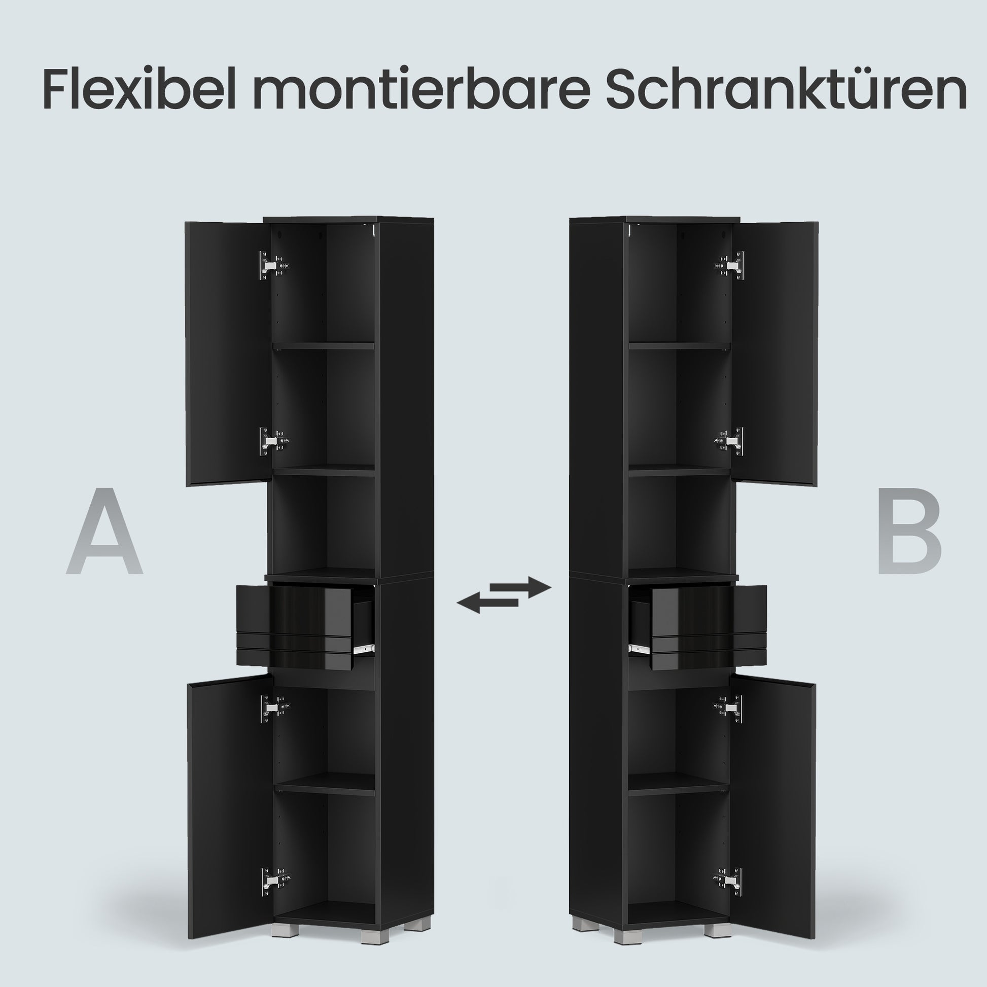 Bathroom Cabinet 30×30×170 cm – Schmaler Badezimmerschrank mit Schublade & Regalen - FUXLShop