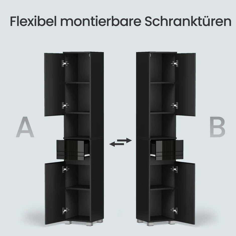 Badezimmerschrank 30x30x170 cm – Modernes Badmöbel mit Schublade, verstellbaren Regalen & offenem Fach - FUXLShop