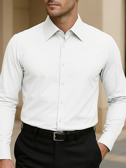 Herrenhemd aus 100 % Baumwolle – Langarm, klassischer Reverskragen, atmungsaktiv, Senfgelb, Regular Fit mit Brusttasche – ideal für Business & Freizeit