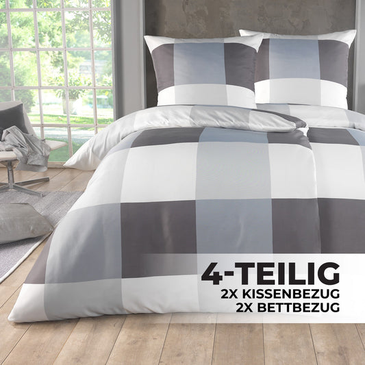 137 / 5.000 Bettwäsche 135X200 4tlg Set - Allergikergeeignetes Bettset - Bettlaken 135 X 200 & Kissenbezug 80X80 | Modern & Hochwertig