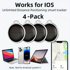 Silberner runder smart tracker tag mit schwarzer solaroberfläche für apple ios zur ortung von schlüsseln und geldbeutel