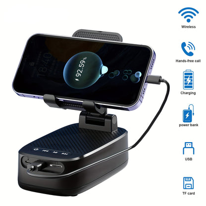 NewRixing 6W Wireless Lautsprecher mit Handyhalter – TWS Dual Pairing, 1800mAh Akku, Hi‑Fi Stereo & Bass, USB‑C, Powerbank, Indoor/Outdoor