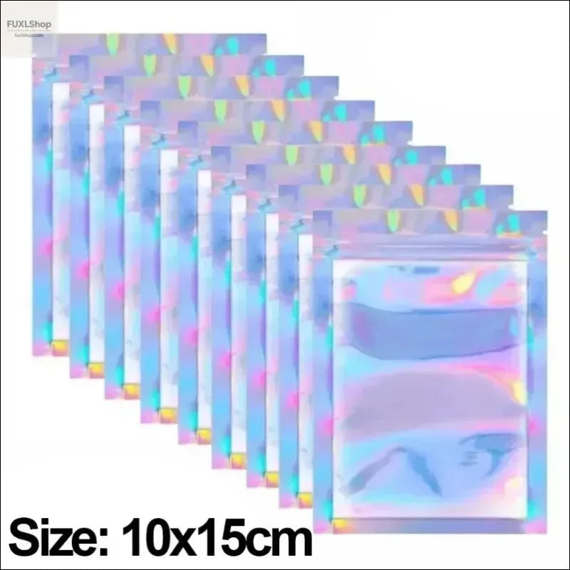 FUXL Holographische Laser-Versiegelte Beutel – Wiederverschließbar für Lebensmittel, Süßigkeiten & Schmuck (10-50 Stück) - FUXLShop